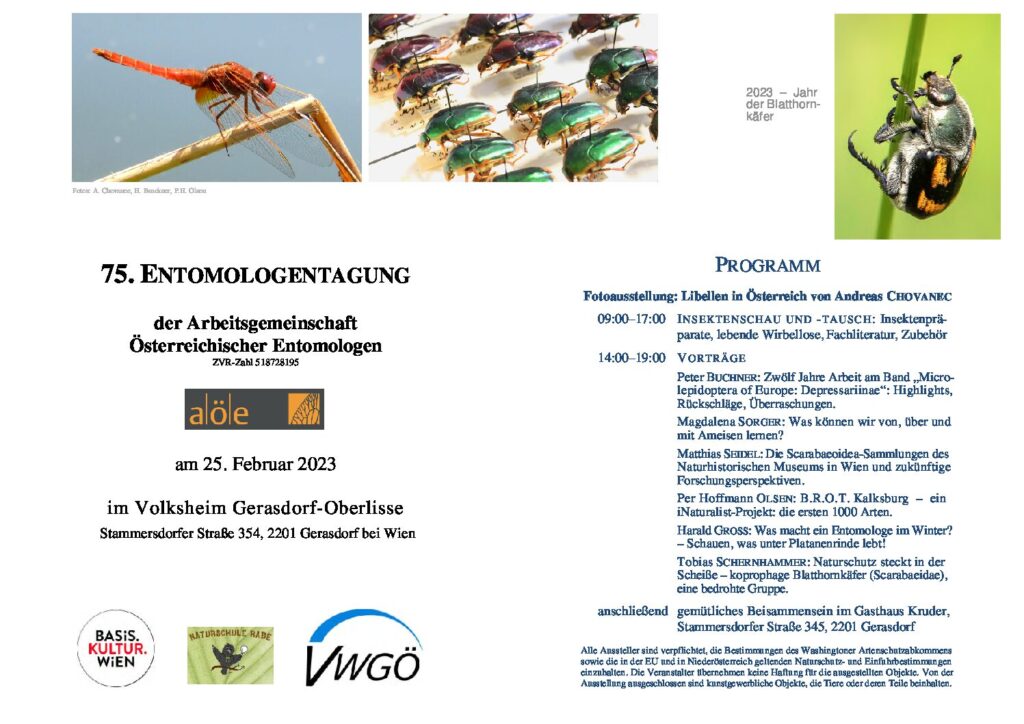 75. Tagung der Arbeitsgemeinschaft Österreichischer Entomologen – VWGÖ